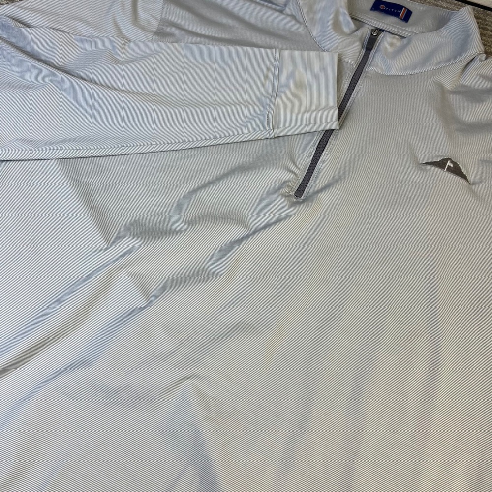 Stitch Golf Quarter Zip Pullover Performance Stripe Active Top Mens Small Grey